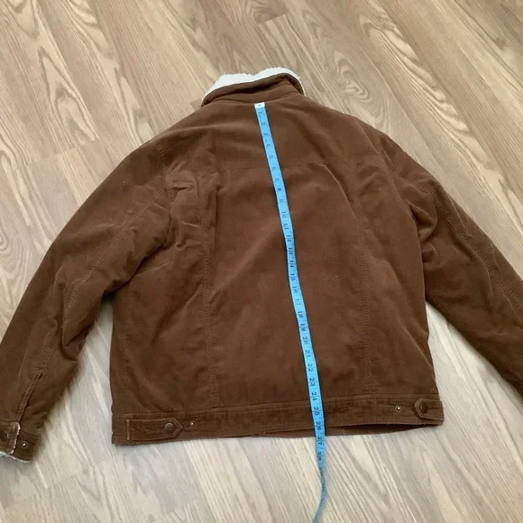 GUESS  Sherpa Trimmed Corduroy Trucker Jacket  Brown Women Size XL - Picture 7 of 12
